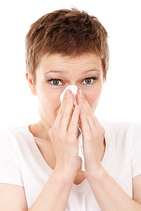 Alergia, za studena, vreckovka, chorý, model, nos, osoba