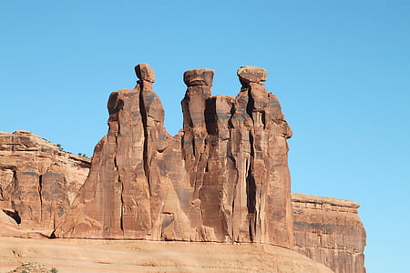 tre damer, valv, Utah, nationalparken, Utomhus, Rock, landskap