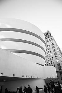 muuseum, New york, moodsa kunsti, Moodne arhitektuur, kaasaegne hoone, must ja valge