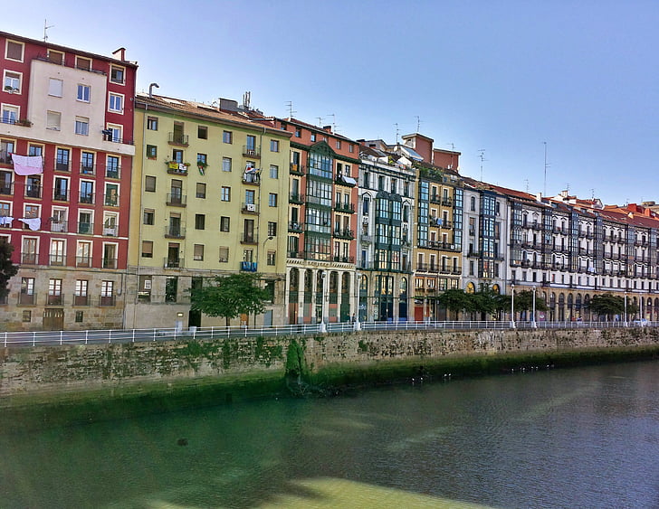 Bilbao, Ria, Euskadi, arkitektur, Europa, floden, Urban scen