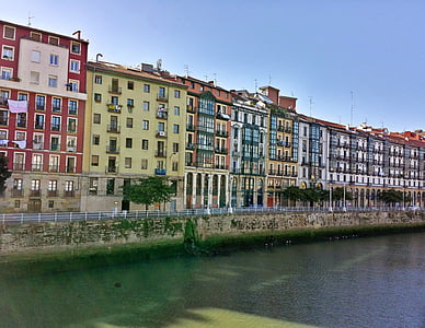 Bilbao, RIA, Euskadi, Architektura, Evropa, řeka, Městská scéna