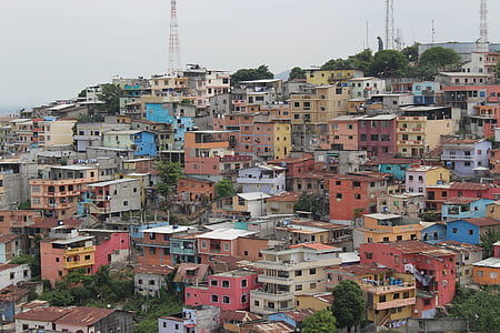 Ecuador, bunte, Häuser, bunte Häuser, Südamerika, Fassade des Hauses, Stadt