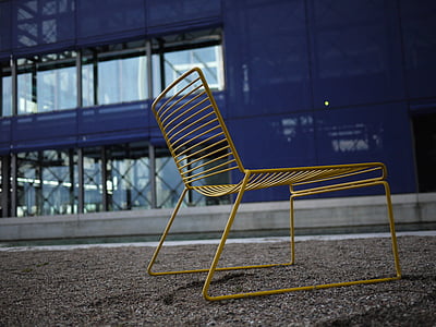 kursi, kuning, biru, Denmark, Kopenhagen, Dr byen, gedung konser