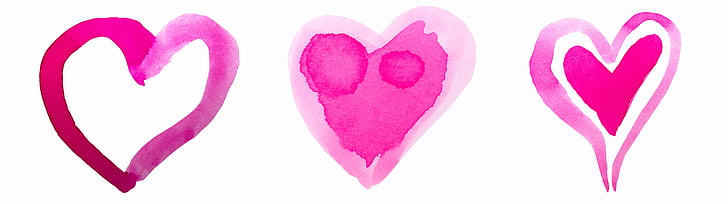 srdce, Akvarel, Akvarel, červená, ružová, Valentine, deň svätého Valentína