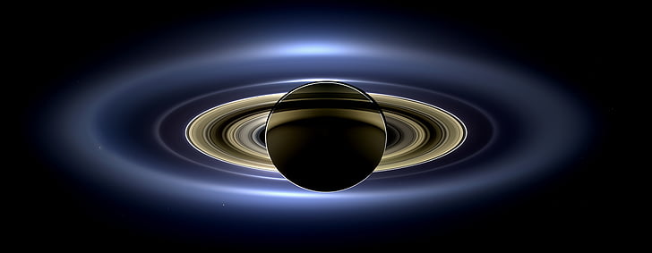 Saturn, ringe, Planet, kosmos, Cassini rumfartøj, solformørkelse, naturlige farve
