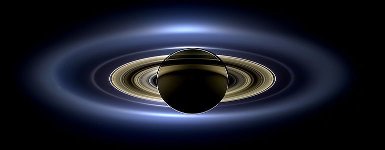 Saturn, gredzeni, planētas, Cosmos, Cassini kosmosa kuģi, saules aptumsums, dabisko krāsu
