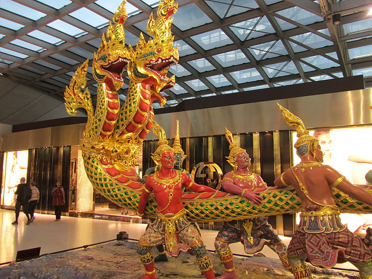 Vishnu kurmavatara, Thailand, flygplats bombay, skulptur, monumentet, staty, kreativa