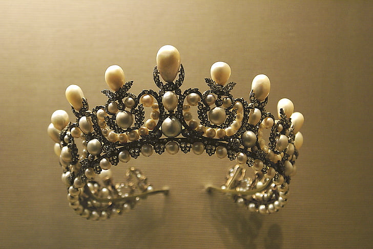 Crown, diadem, smykker, perler, ornament, symbolet, stil