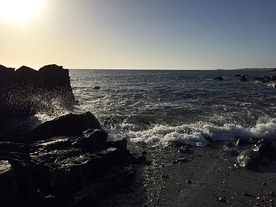 roca, mar, ola, junto al mar, naturaleza, paisaje marítimo, Francia
