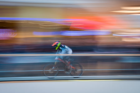 abstract, action, bike, bike racing, blur, city, cyclist