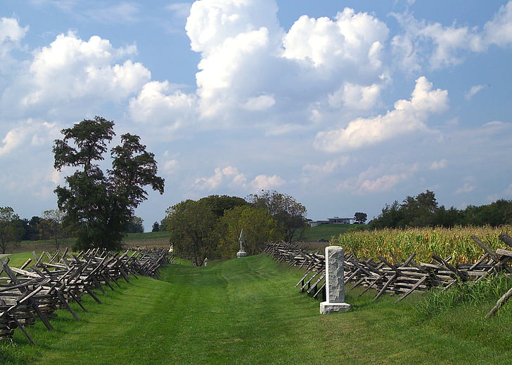Antietam, Maryland, Marco, campo de batalha, guerra civil americana, pista sangrenta, cercas
