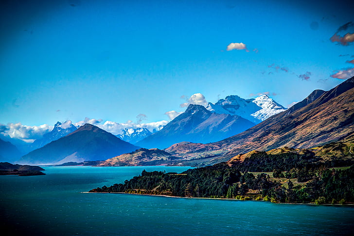 million dollar opfattelse, Queenstown, New Zealand, bjerge, natur, vand, Sky