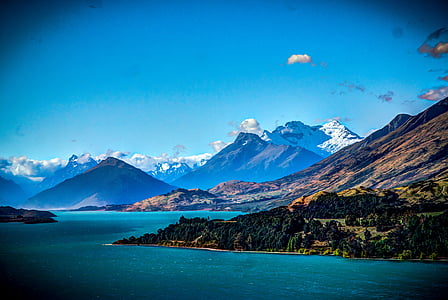 vista de millones de dólares, Queenstown, Nueva Zelanda, montañas, naturaleza, agua, cielo