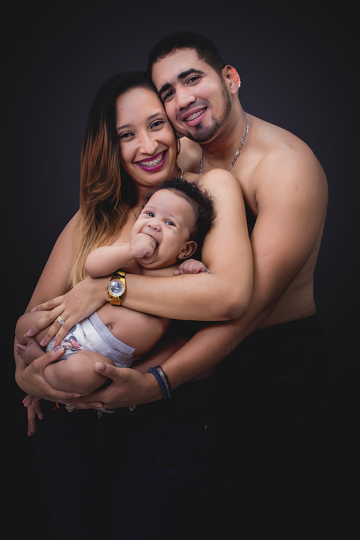 family, without, clothing, naked, black, silhouette, tattoo
