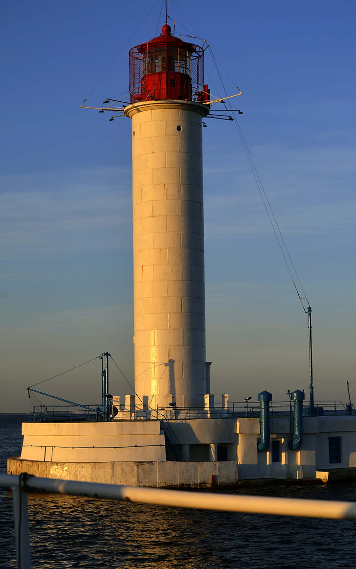 Vorontsov lighthouse, Lighthouse, kosa, západ slnka, Odessa, Bay, Sky