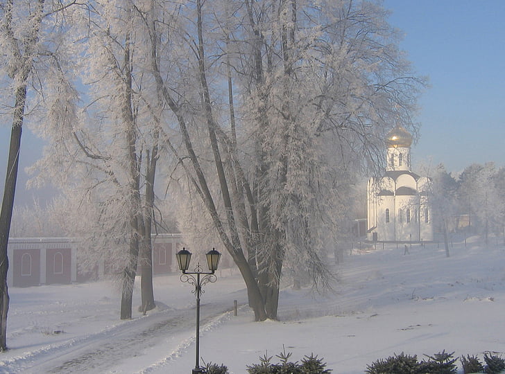 Zima, Rusija, snijeg, jutro, samostan, Mraz, LeAnn