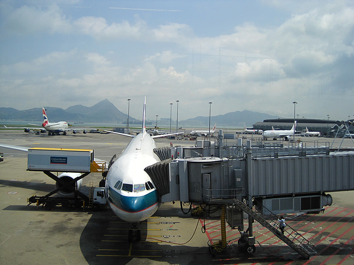 Hong kong, Luchthaven, Azië, Cathay pacific, Boeing, vliegtuig, vliegtuig