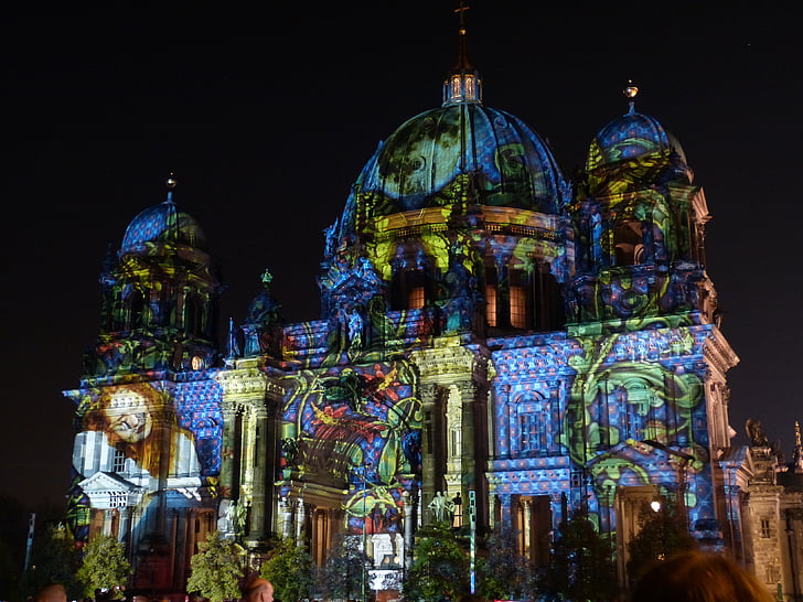 Berlin, Dom, punkt orientacyjny, Katedra Berlińska, budynek, Berlin w nocy, noc