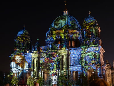 Berlin, Dom, point de repère, Cathédrale de Berlin, bâtiment, Berlin dans la nuit, nuit