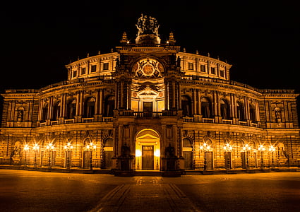 Dresden, ilgi duyulan yerler, Semper opera binası, Opera, Simgesel Yapı, Cephe, Almanya