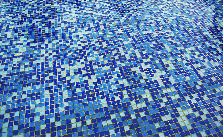 azul, red, mosaico de, piscina, piscina, fondos, marco completo