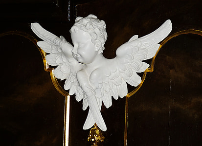 Angel, Wing, figur, skulptur, himmelske, ansikt, porselen