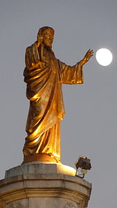 Jezusa, posąg, Księżyc, Chrystus, Fatima, Portugalia, Złoty