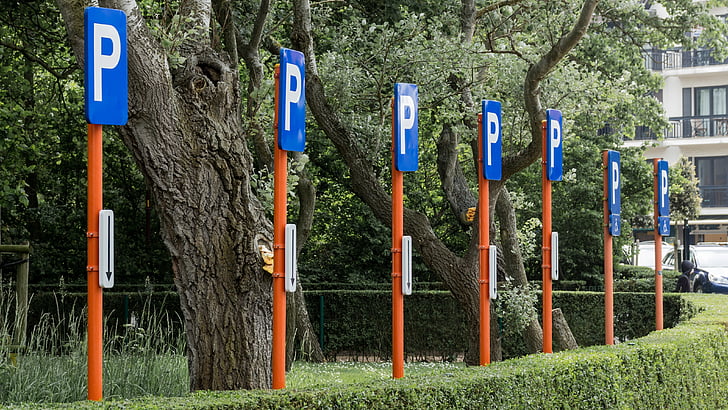 znakovi, parka, punih, parkiralište, štit, pkw, zona parka