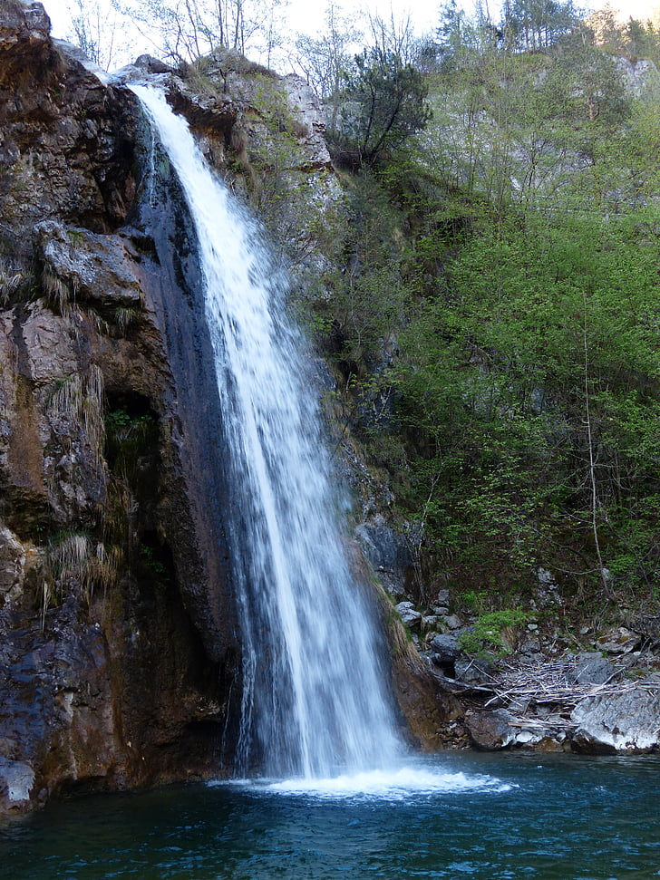 waterfall, water, splash, storo, trentino, south tyrol, cascata ampola sul torrente palvico