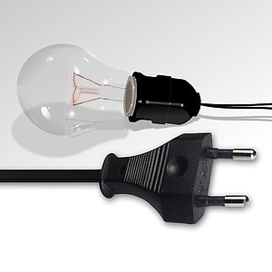 pear, light bulb, current, energy, plug, cable