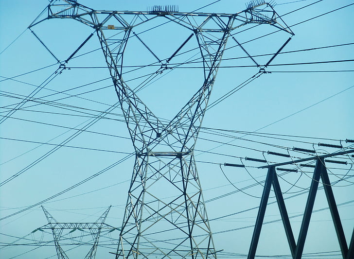 pylon, electricity, lines, current