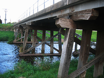bridge, wood, wooden bridge, frame, scaffold, pillar, rods