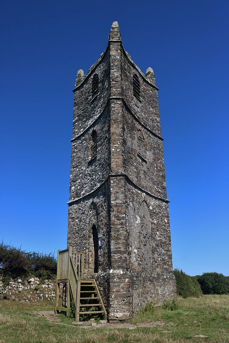 tower, cornwall, countryside, scenery, history, clear sky, sky