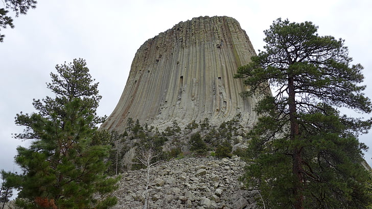 devils tower, national park, america, rock, grooves, landscape, nature