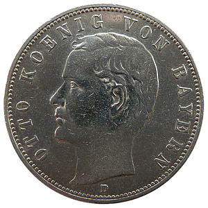 Značka, Bavorsko, Otto, mince, Měna, Numismatika, Pamětní