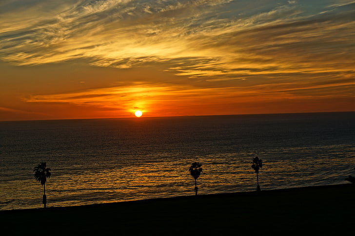 Sunset, havet, aften, solen, kysten, Beach, ferie