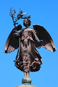 estatua de, bronce, escultura, Señora, mujer, antigua, punto de referencia