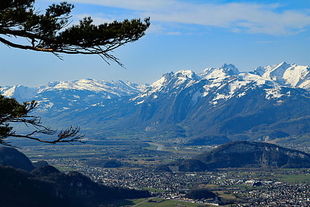 Itävalta, emsreute, Hohenems, näkymä, Säntis, Alpine, taivas
