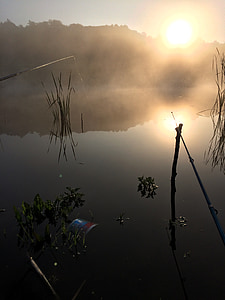 Rybaření, východ slunce, Příroda