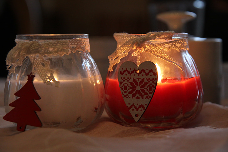 candles, romance, candlelight, abendstimmung, romantic, red, white