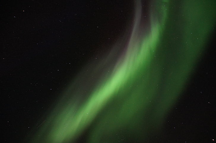 északi fény, Aurora borealis, napszél, könnyű jelenség, zöld, fény, elektronok