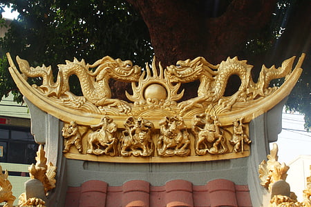 Ásia, Taiwan, edifício, religião, Templo de, Deus da terra, Dragão