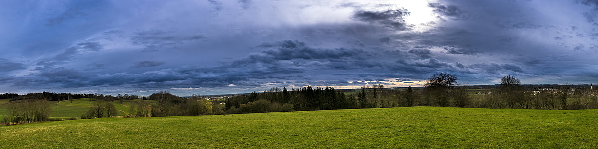 panorama, sky, landscape, nature, clouds, outlook, forest