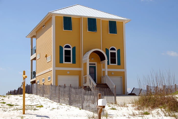 플로리다, 해변 홈, 집, 부동산, 해안선, 아키텍처, 부동산