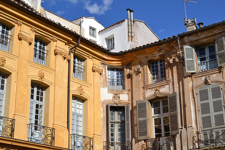 france, provence, aix-en-provence, south of france, facades, building, mediterranean