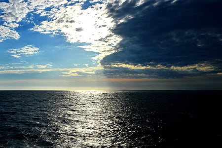 solopgang, Middelhavet, skyer, ferie