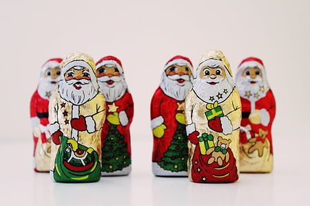 santa clauses, chocolate, nicholas, christmas, decoration, chocolate santa claus, christmas motif