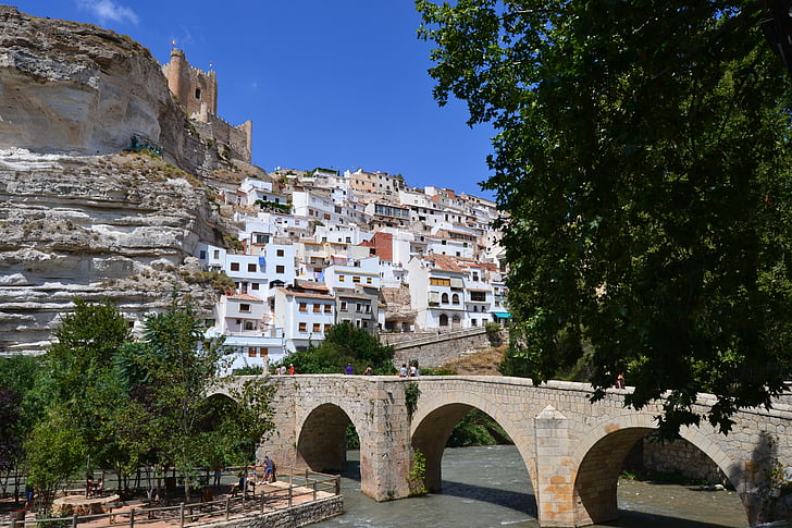 híd, római, folyó, Spanyolország, Alcala del jucar, Castle, műemlékek