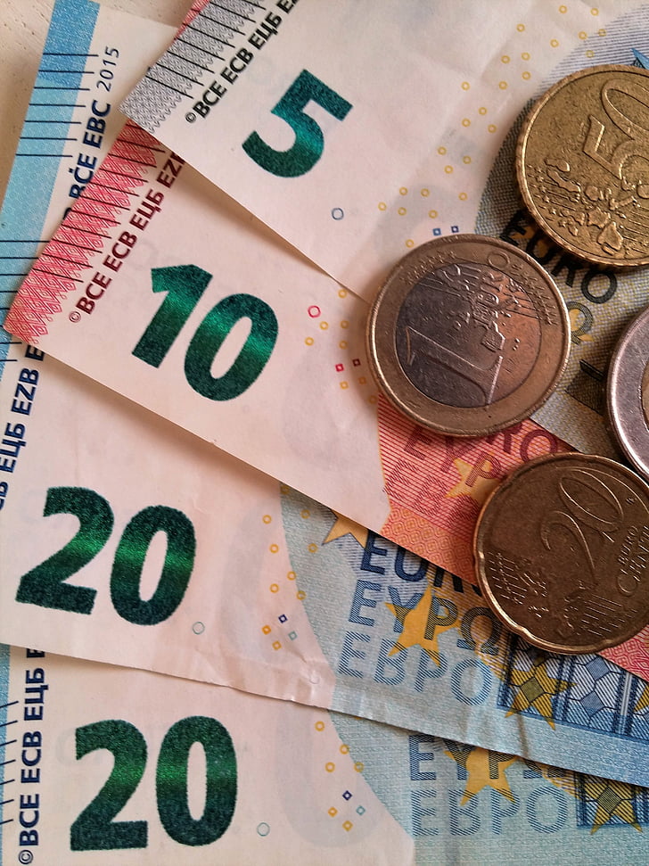 euro, penge, dollar bill, valuta, pengeseddel, specie, mønter