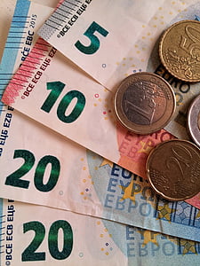 euro, pénz, dollárost, pénznem, bankjegy, fémpénz, érmék